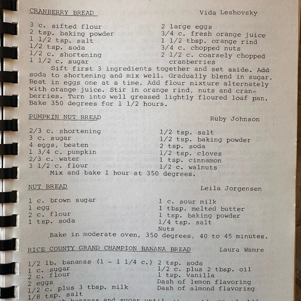 Vintage St Peter's Lutheran Church Minnesota Cookbook Recipes 1983